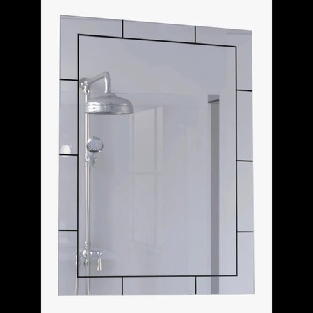 TUHOME Mirror Turin, Framed Rectangle Mirror With Grid, Mirrored Glass ET40023